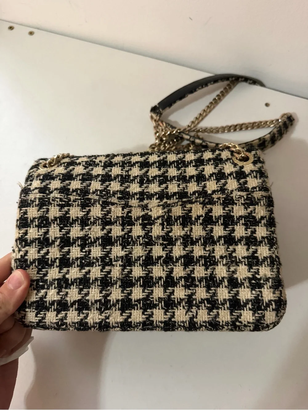 Sandro Houndstooth Yza Shoulder Bag